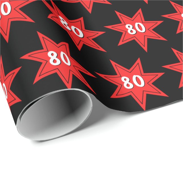 Papier Cadeau 80e anniversaire Red Star   (Coin rond)