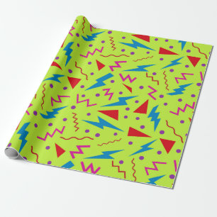Papier Cadeau 80s 90s Memphis style géométrique Jaune 