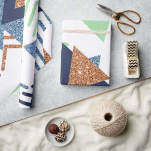 Papier Cadeau 80s Couleur Abstraite   Monnaie d'or des Roses de