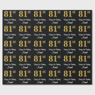 Papier Cadeau 81e anniversaire : Elégant luxe Faux Gold Look #