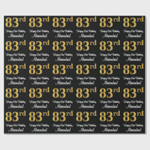 Papier Cadeau 83e anniversaire : Elégant luxe Faux Gold Look #