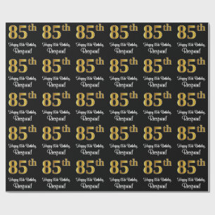 Papier Cadeau 85e anniversaire : Elégant luxe Faux Gold Look #