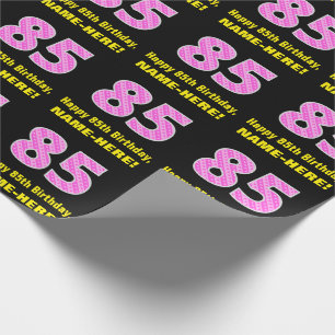 Papier Cadeau 85ème anniversaire : Pink Stripes and Hearts "85" 
