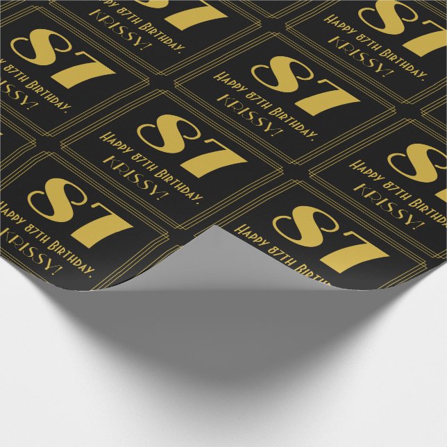 Papier Cadeau 87e anniversaire ~ Art Déco Inspiré Look "87", Nom (Coin)