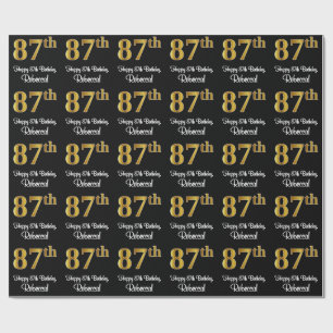 Papier Cadeau 87e anniversaire : Elégant luxe Faux Gold Look #