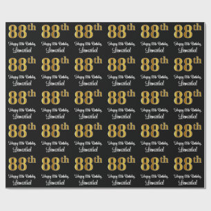 Papier Cadeau 88e anniversaire : Elégant luxe Faux Gold Look #