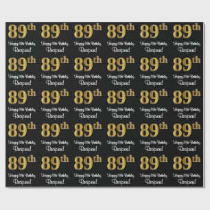 Papier Cadeau 89e anniversaire : Elégant luxe Faux Gold Look #