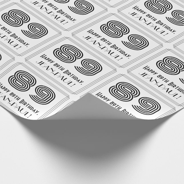 Papier Cadeau 89ème anniversaire : Art Déco Style inspiré "89" + (Coin)