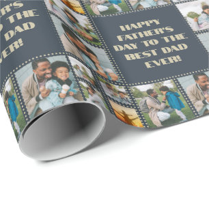 Papier Cadeau 8 Photo Collage Sentiment Fête des pères Anniversa