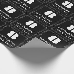 Papier Cadeau 8e anniversaire : Art Déco Inspiré Look "8" & Nom