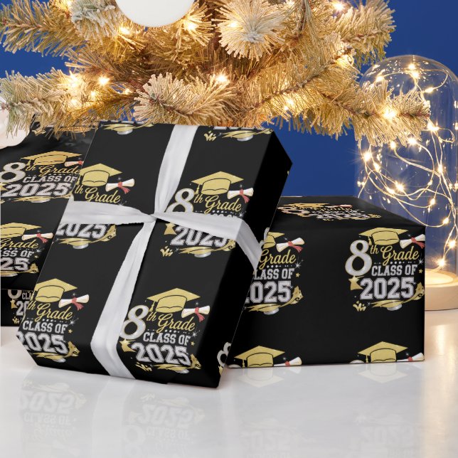 Papier Cadeau 8e Classe De 2025 Graduate Graduation (Vacances)