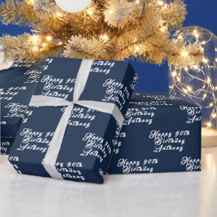 Papier Cadeau 90e anniversaire Nom du parti Marine Bleu Motif mo