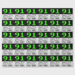 Papier Cadeau 91e anniversaire - Nerdy / Geeky Style "91" et nom
