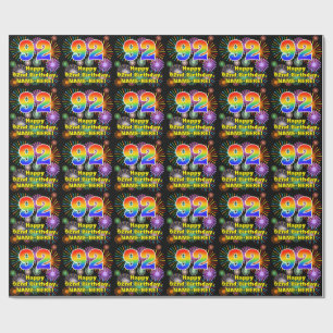 Papier Cadeau 92e anniversaire : Fun Fireworks, Rainbow Look # "