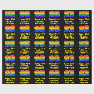 Papier Cadeau 93e anniversaire : Amusant, coloré arc-en-ciel ins