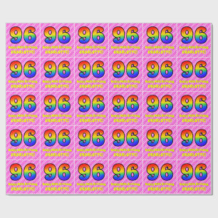 Papier Cadeau 96e anniversaire : Pink Stripes & Hearts, Arc-en-c