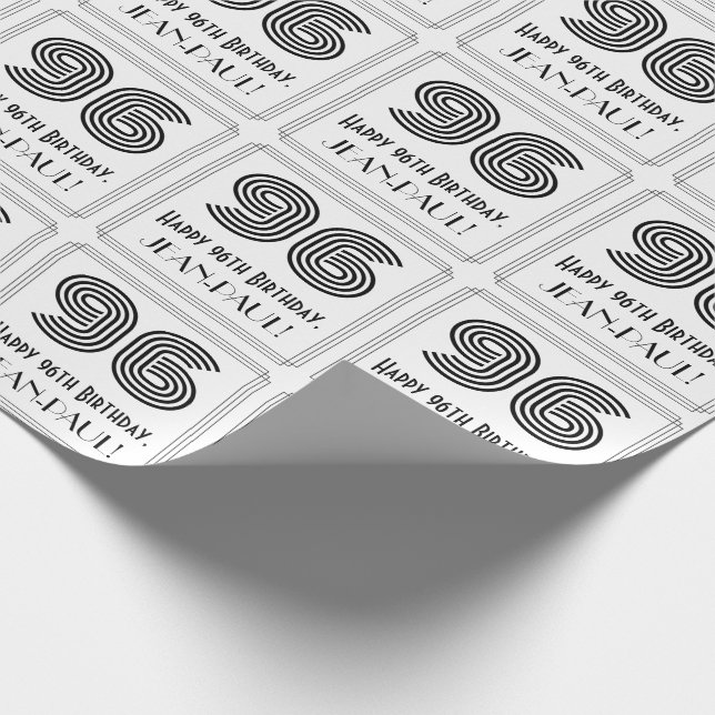 Papier Cadeau 96ème anniversaire : Art Déco Style inspiré "96" + (Coin)