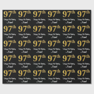 Papier Cadeau 97e anniversaire : Elégant luxe Faux Gold Look #