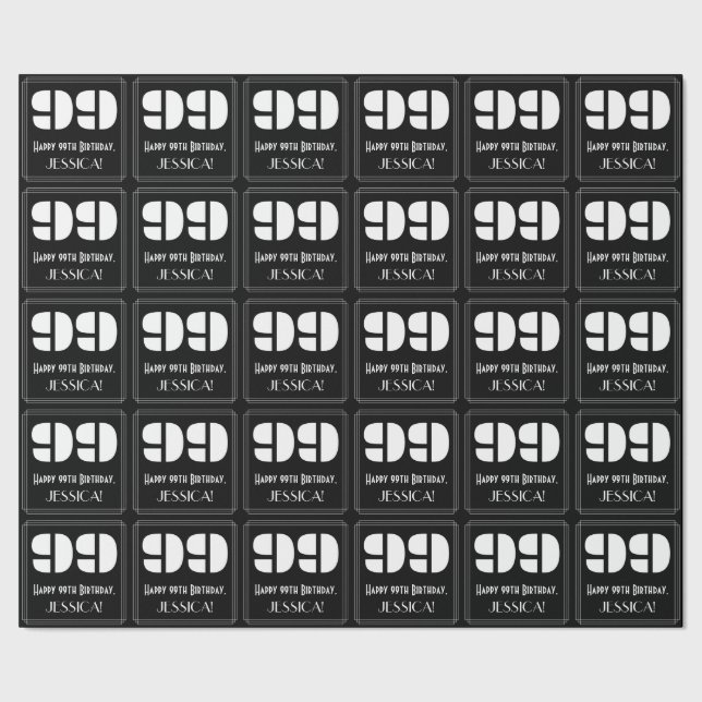 Papier Cadeau 99e anniversaire : Art Déco Inspiré Look "99" & No (Couture)