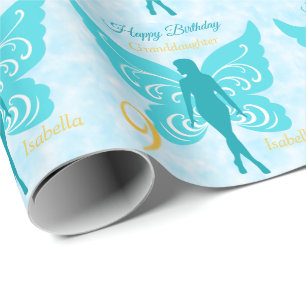 Papier Cadeau 9e anniversaire petite-fille Fairy Blue