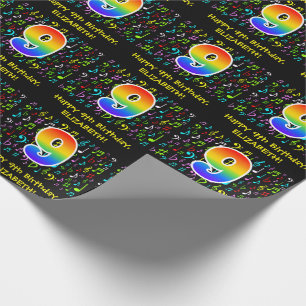 Papier Cadeau 9e anniversaire : Symboles de musique colorée, Arc