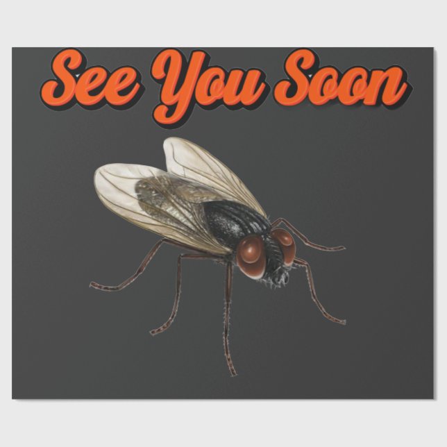 Papier Cadeau À bientôt, petite mouche – Autocollant d'insecte d (Plat)
