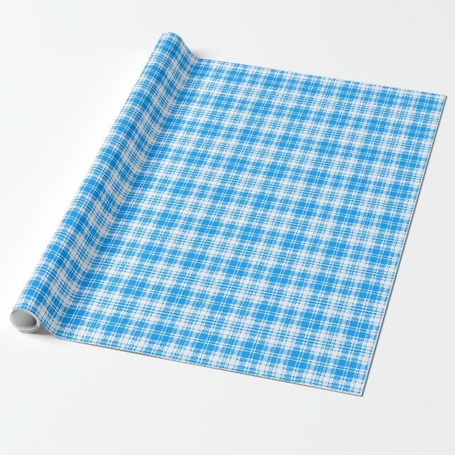 Papier cadeau à carreaux bleus et blancs (Déroulé)