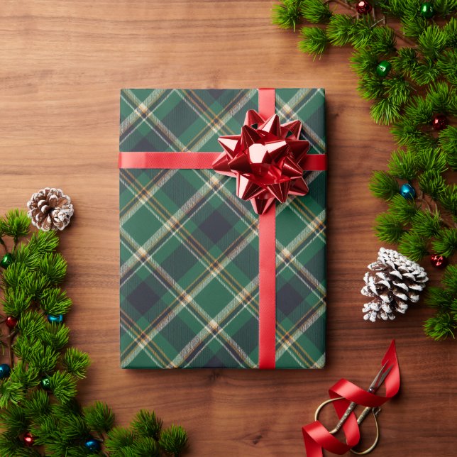Papier cadeau à carreaux vert bleu jaune classique (Cadeau de vacances)