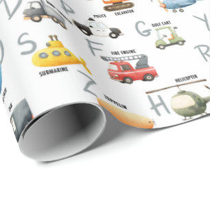 Papier Cadeau A c'est pour Avion B c'est pour Bus - abc transpor