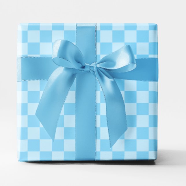Papier Cadeau À damiers Bébé bleu (Baby Blue Checkered Wrapping Paper)