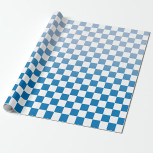 Papier Cadeau À damiers moderne, dégradé de bleu et Motif bla
