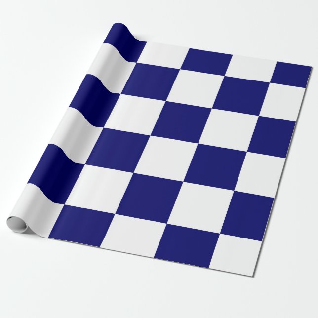 Papier Cadeau À damiers Navy et White (Déroulé)