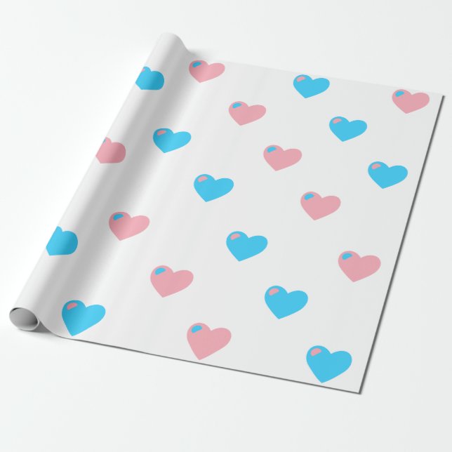 Papier cadeau à grands cœurs Fierté Trans (Déroulé)