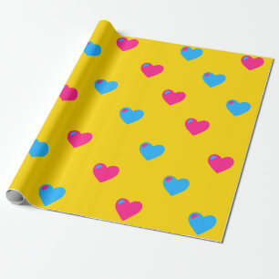 Papier cadeau à grands cœurs Pan Pride