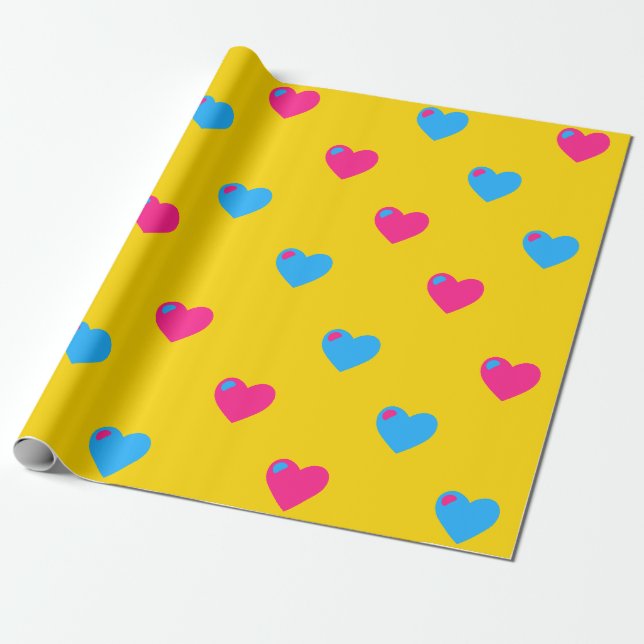 Papier cadeau à grands cœurs Pan Pride (Déroulé)