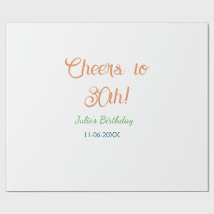 Papier Cadeau À la 30e anniversaire nom date orange vert bleu