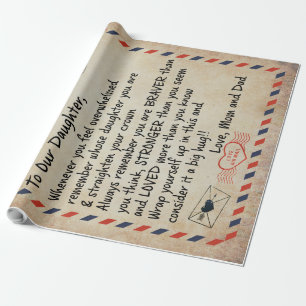 Papier Cadeau À Mon Don Fille, Lettre D'Amour À Notre Fille