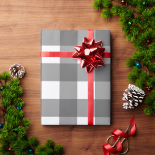 Papier cadeau à motif carré gris et blanc