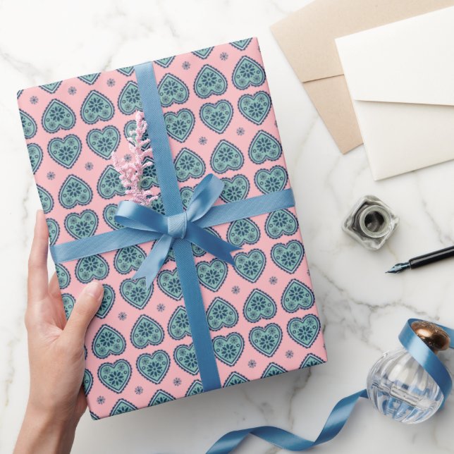 Papier cadeau à motif cœur ‘Karlek’  (Cadeaux)