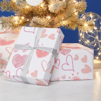 Papier cadeau à motif de coeurs roses mignons