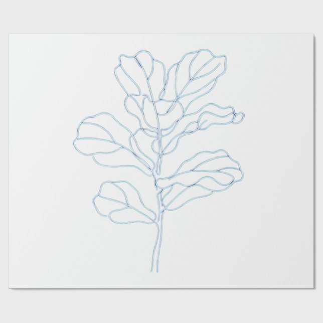 Papier cadeau à motif de feuilles botaniques minim (Plat)