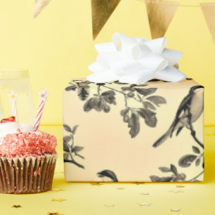 Papier cadeau à motif de mésange à tête noire jaun