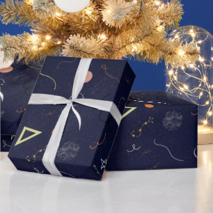 Papier cadeau à motif de nuit étoilée bleu marine 