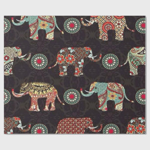 Papier Cadeau à Motif d'Éléphant Décoratif
