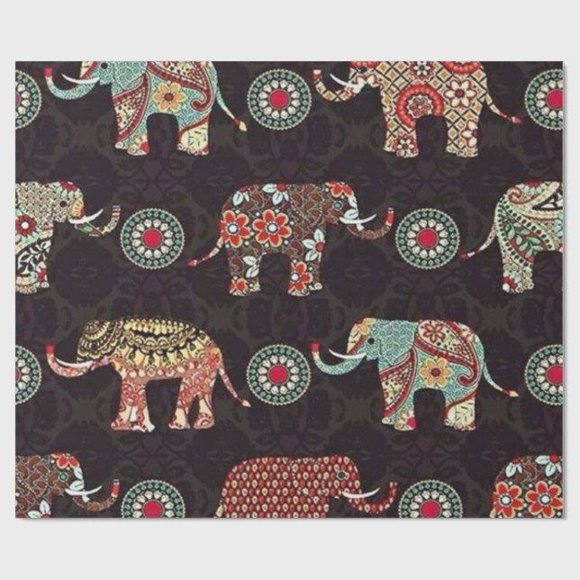 Papier Cadeau à Motif d'Éléphant Décoratif (Plat)