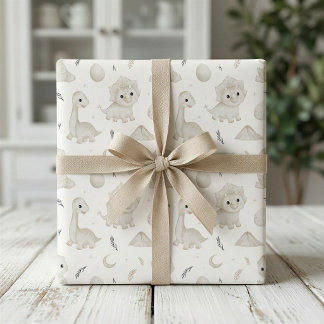 Papier cadeau à motif dinosaure aquarelle mignon