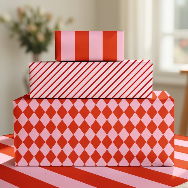 Papier cadeau à motif écossais rose rouge (Créateur téléchargé)