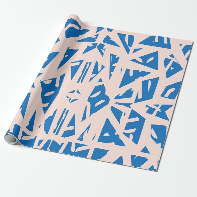 Papier cadeau à motif triangle bleu (Déroulé)