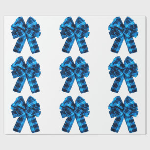 Papier Cadeau à Nœuds Ecossais Cyan