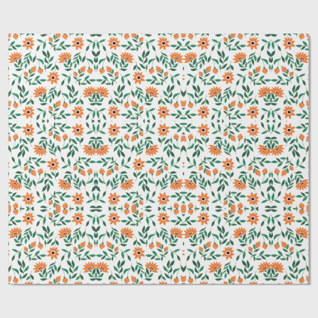 Papier Cadeau A piece of wrapping paper with a floral pattern (Plat)